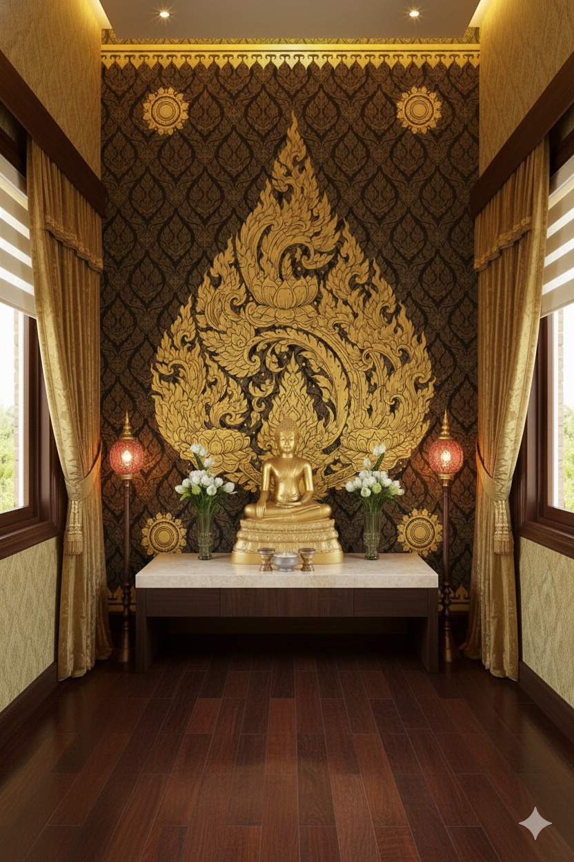 สติ๊กเกอร์ลายไทย ตกแต่งห้องพระ, วัด, ร้านนวดสปาไทย, ร้านอาหารไทย.. แดง/น้ำเงิน/เขียว/ดำ ST-LTH2025-002