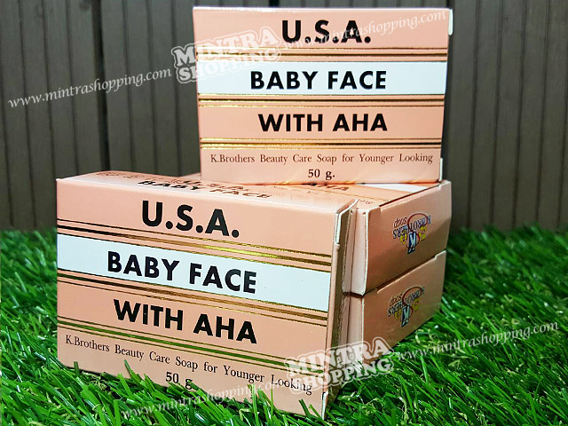 สบู่ซุปเปอร์เบบี้เฟส สูตร AHA ก้อนขาว Super Baby Face With AHA Soap By K.Brothers 50g.