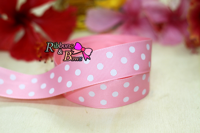 ริบบิ้นผ้าพิมพ์ลายจุด กว้าง 25 mm #PD035
