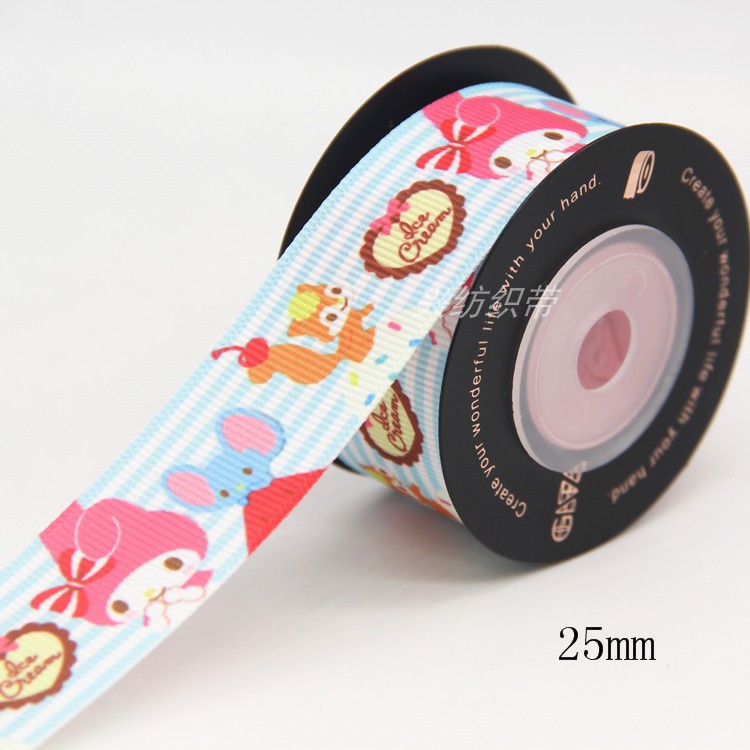 ริบบิ้นผ้าพิมพ์ลาย My Melodyกว้าง 25 mm #CT20