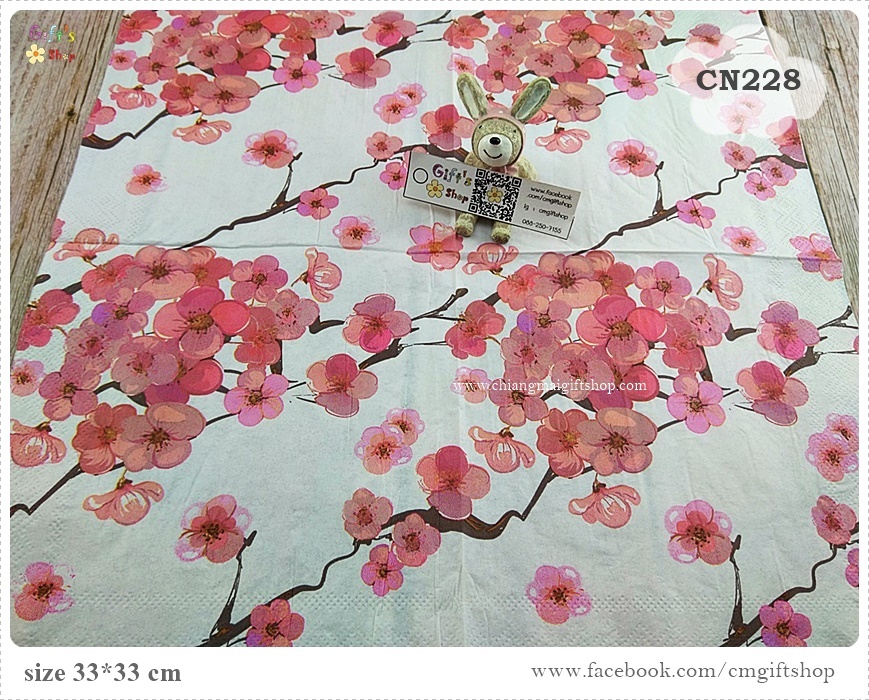 กระดาษแนปกิ้น, ลายดอกซากูระพื้นหลังสีขาว, ลายดอกซากูระสีชมพู, ลายดอกไม้, ลายดอกไม้สีชมพู, ลายสไตล์ญี่ปุ่น, ลายกิ่งดอกไม้, พื้นหลังสีขาว, ลายเต็มผืน, ลายช่อดอกไม้