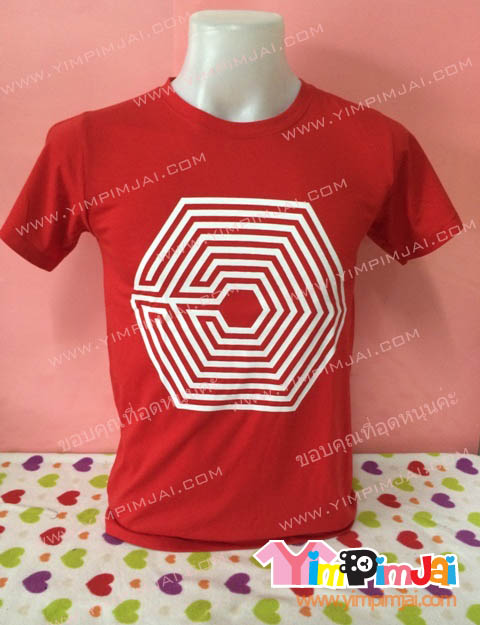 เสื้อยืด สีขาว สีดำ สีแดง แขนสั้น สกรีนตามสั่ง EXO