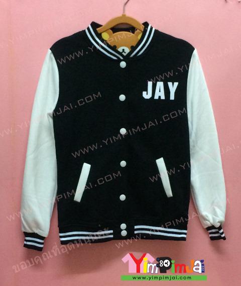 เสื้อกันหนาว เบสบอล สีดำ แขนยาวขาว ลายตามสั่ง เสื้อห้อง เสื้อรุ่น JAY We are Fanclub S.CHANATHIP 18