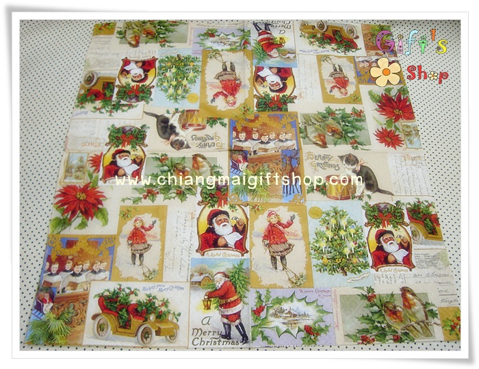 กระดาษแนปกิ้นยุโรป, ลายซานตาคลอส, ลายแมวตีกลอง, ลายเด็กน้อย, ลายมิสเซิลโท, ลายเทศกาล, ลายคริสต์มาส, ลายรถโบราณ, ลายวินเทจ,ลายนก