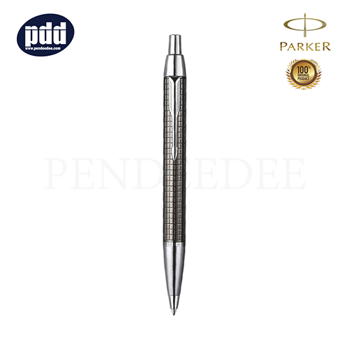 PARKER IM PREMIUM DEEP GUN METAL CHISELLED CHROME TRIM BALLPOINT PEN ปากกาป๊ากเกอร์ ลูกลื่น ไอเอ็ม พรีเมี่ยม เทาดำ