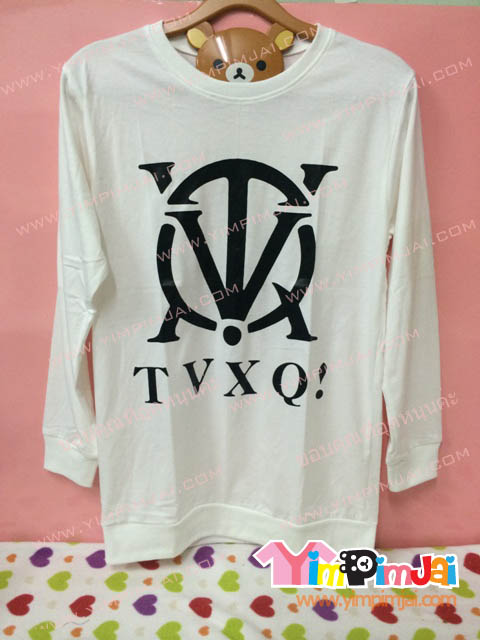 เสื้อยืด สีขาว และสีดำ แขนยาว สกรีนตามสั่ง TVXQ