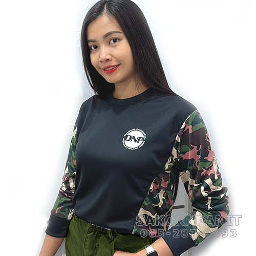 เสื้อยืดดำDNP-แขนยาวต่อข้างลายพราง /ผ้าAirFlow-Max
