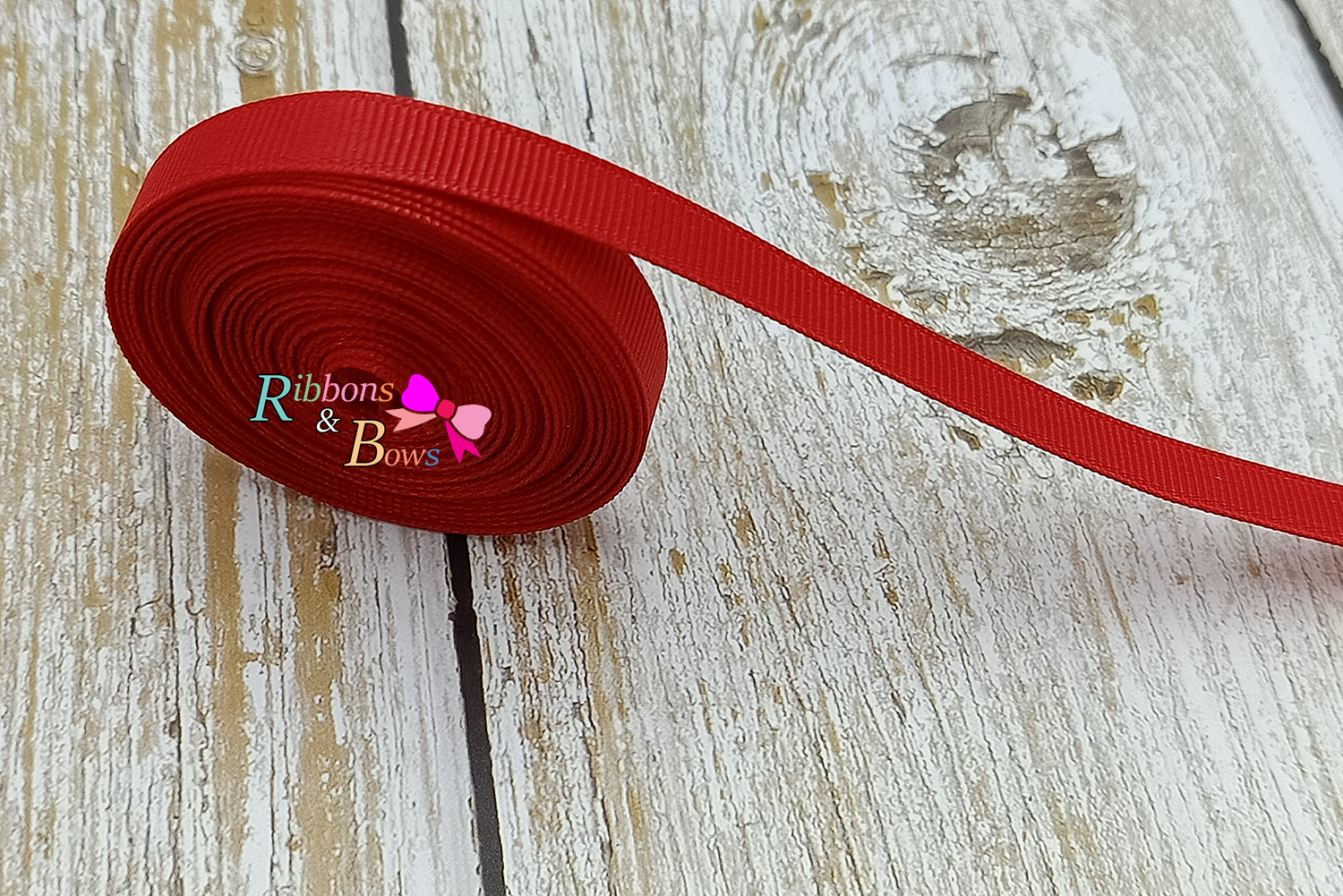 ริบบิ้นผ้าลูกฟูก สีแดง (250 Red) #PC10