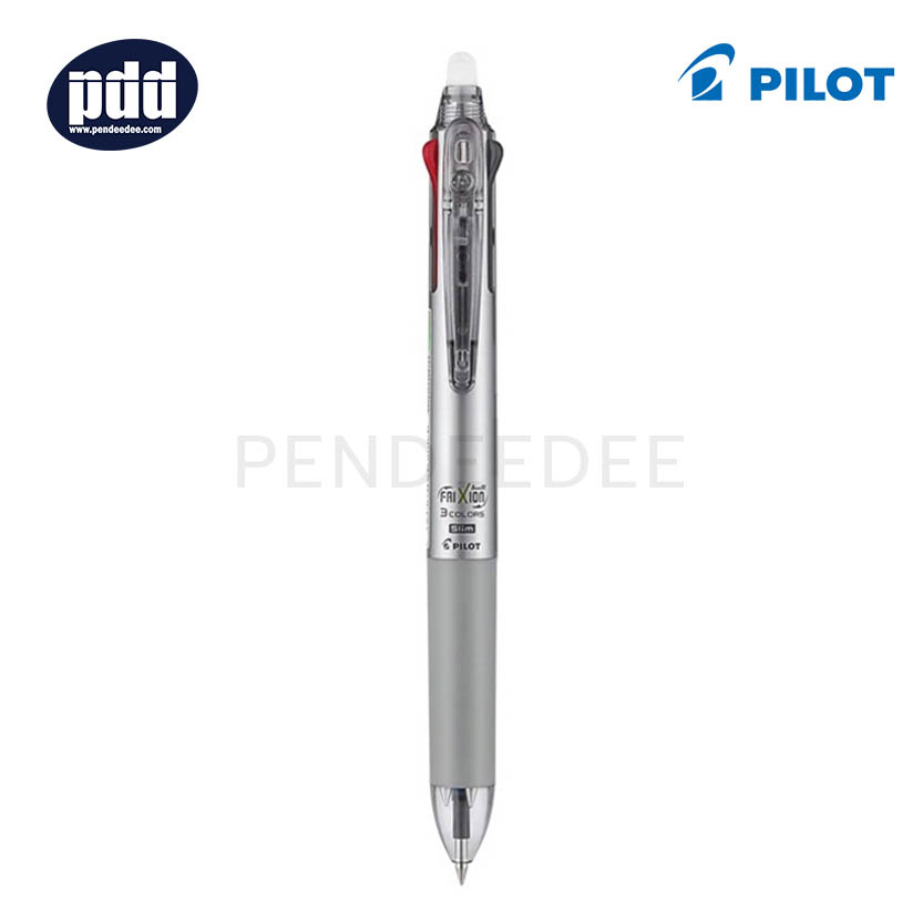PILOT ปากกาหมึกลบได้แบบกด 3 ระบบ ไพลอต PILOT Frixion Ball Tricolor 3 colors 0.5 mm. Grey Erasable Slim Pen