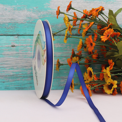 ริบบิ้นผ้าซาติน 2 หน้า สีน้ำเงิน 50 หลา (Electric Blue )# WX024