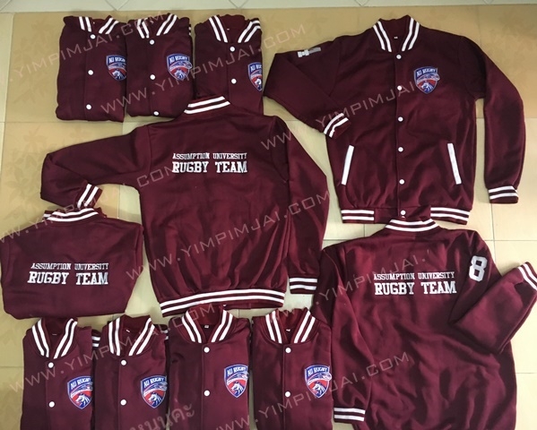 เสื้อแจ็คเก็ตเบสบอลเลือดหมู AU Rugby Team