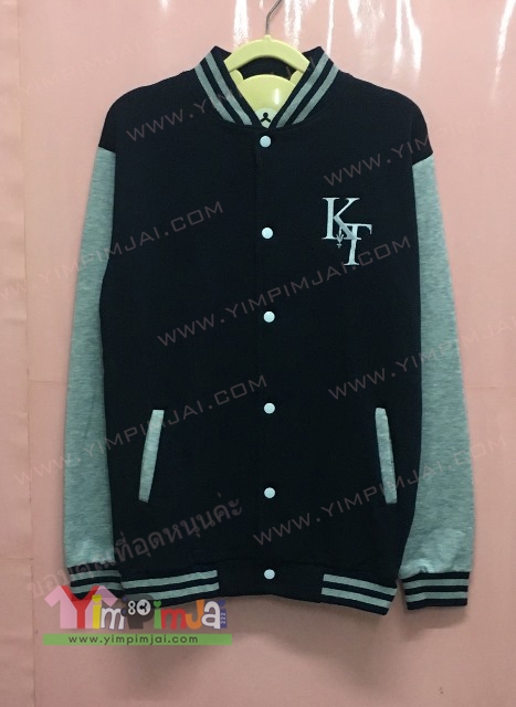 เสื้อแจ็คเก็ตเบสบอลกรมเทา เสื้อแฟนเมดปัก kratai