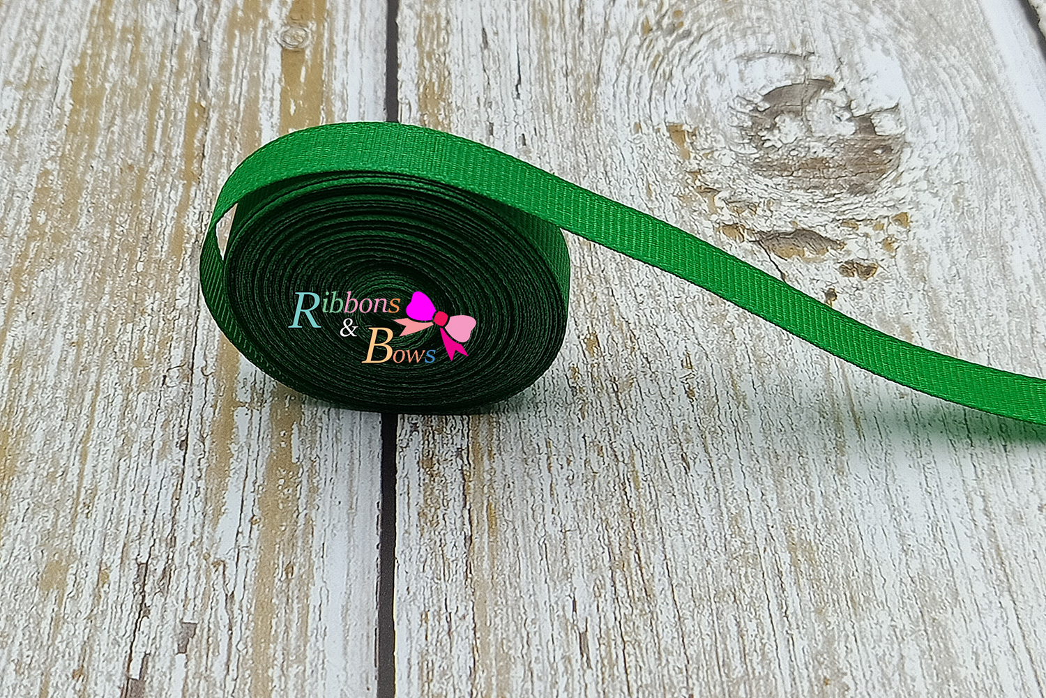 ริบบิ้นผ้าลูกฟูก สีเขียว (579 classic green) #PC25