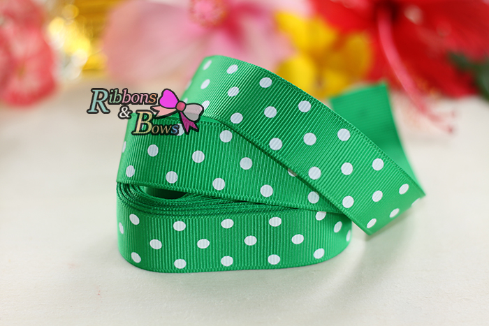 ริบบิ้นผ้าพิมพ์ลายจุด กว้าง 22 mm #PD057