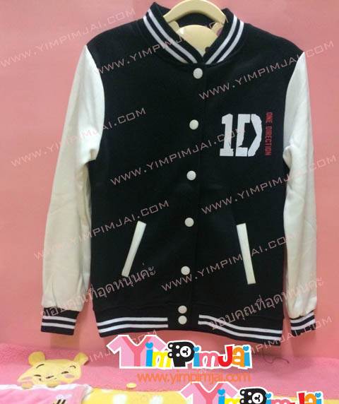เสื้อกันหนาว เบสบอล สีดำ ลายตามสั่ง เช่น วงนักร้องเกาหลี 1D Thai Directionery
