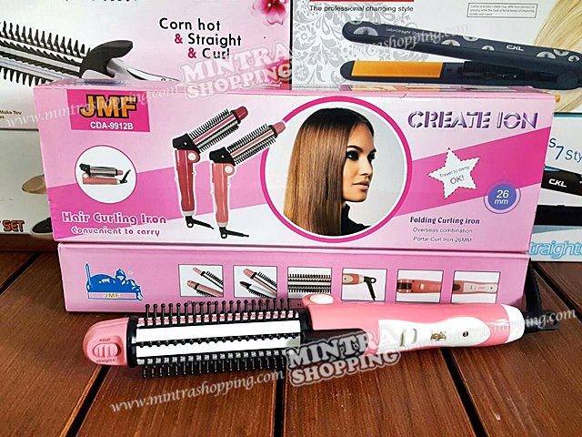 JMF 9912B เครื่องหนีบผม พับได้ 3in1 หนีบผมตรง วอลลุ่มเกลียว ทำผมหยัก ขนาดกระทัดรัด