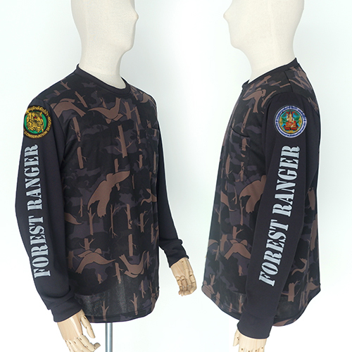 เสื้อยืดลายพรางดำ-FOREST RANGER (ผ้ากีฬา) /ส่วนสัตว์ป่า