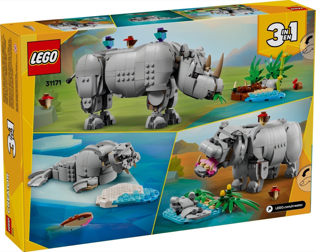 เลโก้ LEGO Creator 31171 Wild Animals: Majestic Rhino with Birds