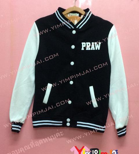 เสื้อกันหนาว เบสบอล สีดำ แขนยาวขาว ลายตามสั่ง เสื้อห้อง เสื้อรุ่น PRAW SCISSORS 07
