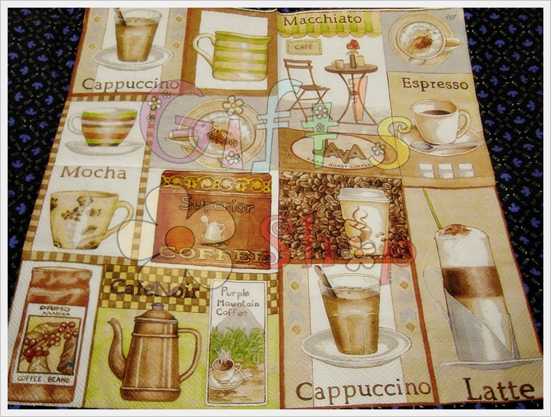 กระดาษแนปกิ้น ลายกาแฟแบบต่างๆ