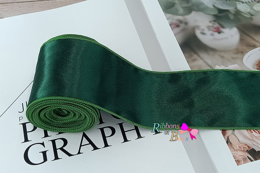 ริบบิ้นผ้าวาเลนติโน่ สีหวาน เย็บขอบ ขนาด 7 ซม.