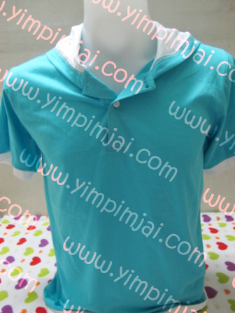 เสื้อฮู้ดติดกระดุม กุ๊นขอบแขน+ชายเสื้อ