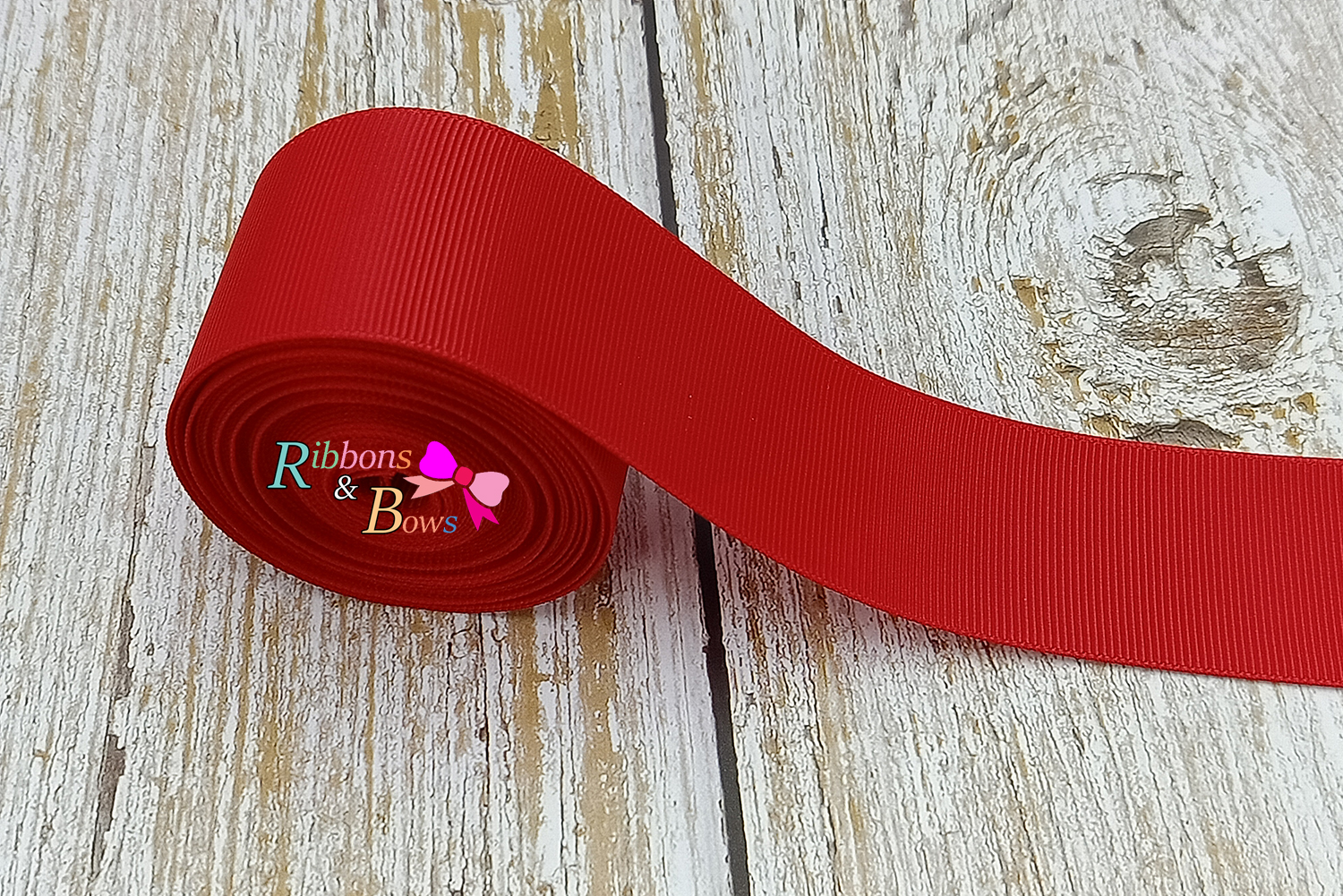 ริบบิ้นผ้าลูกฟูก สีแดง (250 Red) #PC10