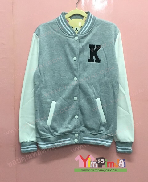 เสื้อแจ็คเก็ตเบสบอลสีฟ้า สีน้ำเงิน สีเทา สีดำ ปักตามสั่ง