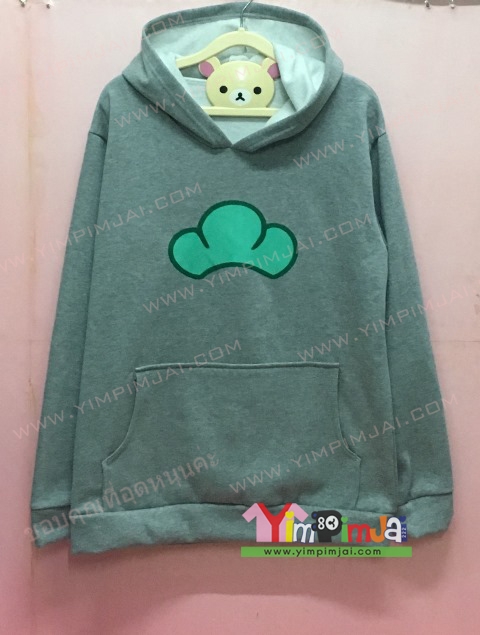 เสื้อฮู้ด เสื้อกันหนาว เสื้อรุ่น สีเทา แขนยาว หมวก สวม มีกระเป๋า สกรีนตามสั่ง ลายหน้าอก