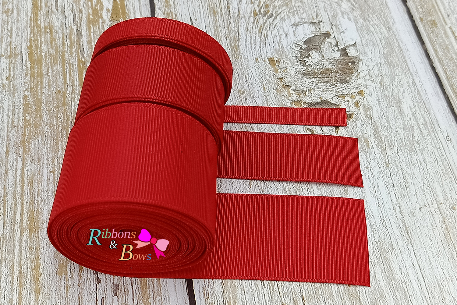 ริบบิ้นผ้าลูกฟูก สีแดง (250 Red) #PC10