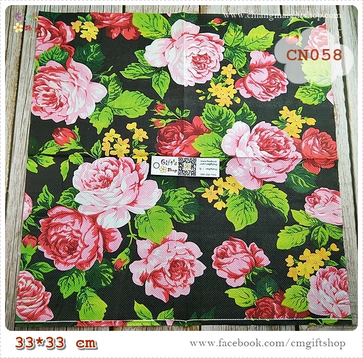 กระดาษแนปกิ้น, ลายดอกกุหลาบใหญ่ๆ, ลายดอกกุหลาบสีแดง, ลายดอกกุหลาบสีชมพู, พื้นหลังสีดำ, ลายดอกกุหลาบ, ลายดอกไม้, ลายช่อดอกไม้, ลายดอกไม้ใหญ่ๆ
