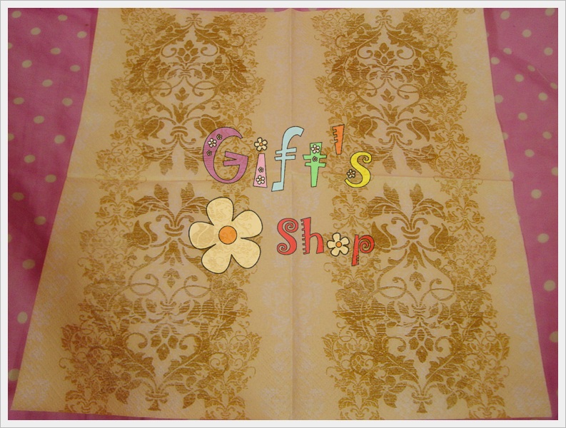 กระดาษแนปกิ้น ลายลูกไม้แบบยุโรปสีทอง พื้นสีเหลือง