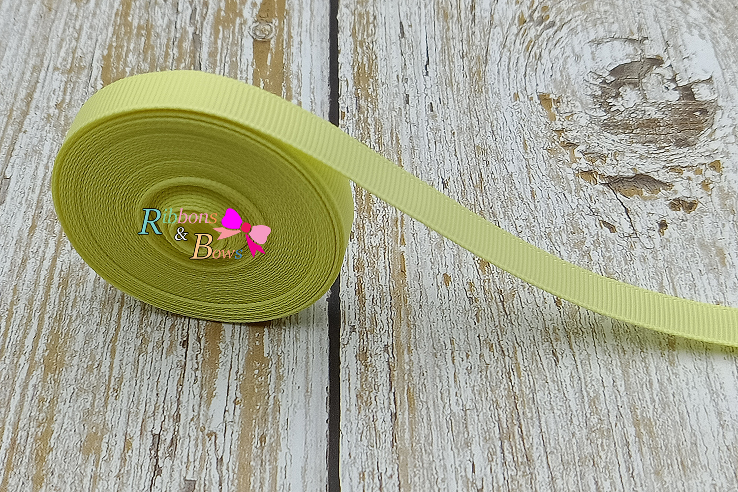 ริบบิ้นผ้าลูกฟูก สีเหลืองอ่อน (617 Baby Maize)#PC27