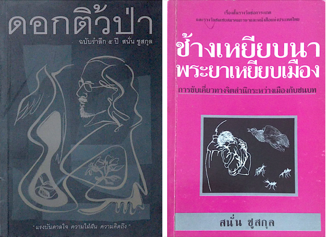 ดอกติ้วป่า ฉบับรำลึก 5 ปี สนั่น ชูสกุล และ ช้างเหยียบนาพระยาเหยียบเมือง การขับเคื่ยวทางจิตสำนึกระหว่างเมืองกับชนบท เรื่องสั้นรางวัลช่อการะเกดและรางวัลชมเชยสมาคมภาษาและหนังสือแห่งประเทศไทย สนั่น ชูสกุล