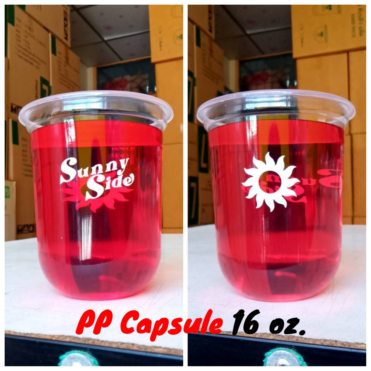 สกรีนแก้ว PP Capsule แก้วพลาสติก แก้วกาแฟ แก้วชานมไข่มุก