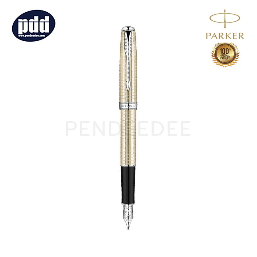 PARKER ปากกาหมึกซึม ป๊าคเกอร์ ซอนเนต 10 ซิลเวอร์ ซีที 18k - PARKER Sonnet 10 Sterling Silver Chrome Trim 18k Fountain Pen