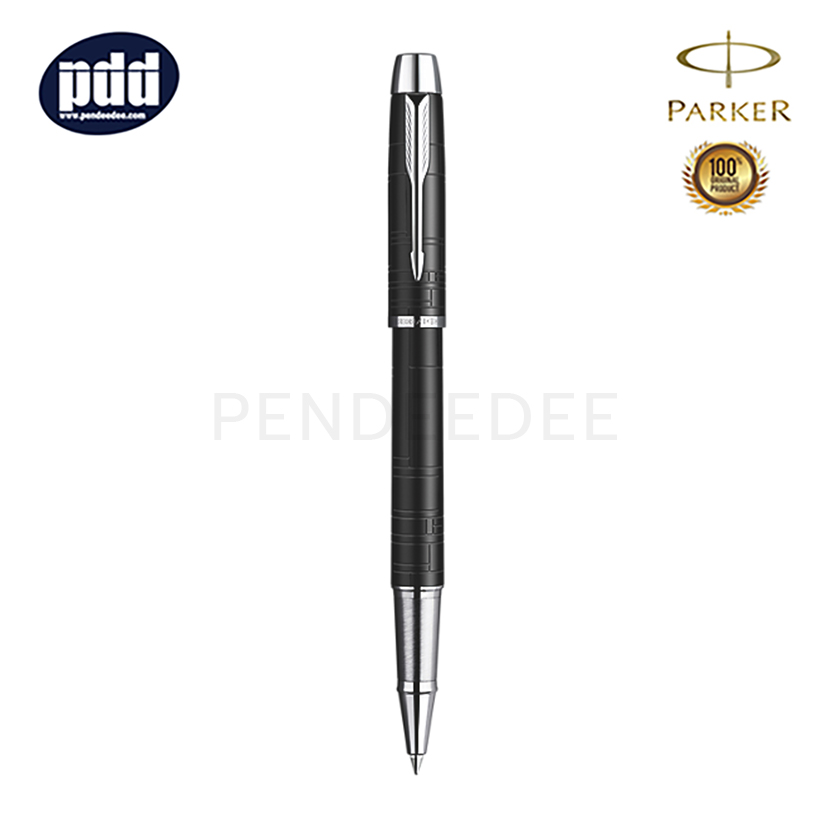 ปากกาสลักชื่อ PARKER ปากกาโรลเลอร์บอล ป๊ากเกอร์ ไอเอ็ม พรีเมี่ยม เมทัลลิค สีดำ คลิปเงิน PARKER IM Premium Metallic Black CT Rollerball Pen