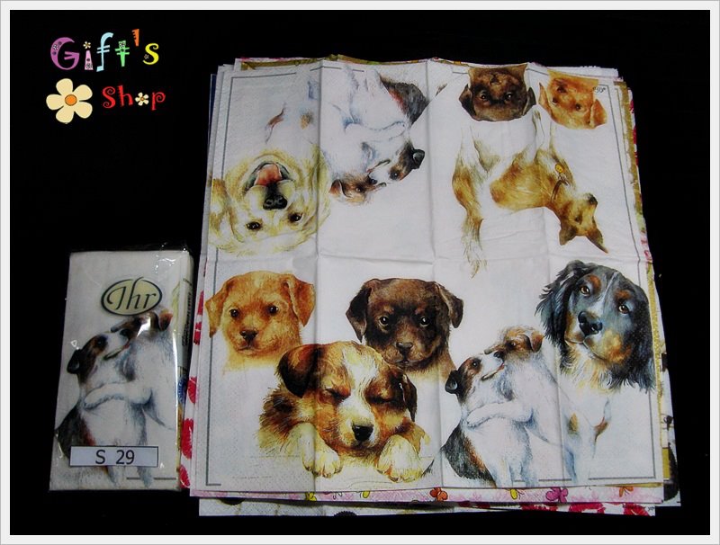 กระดาษแนปกิ้นยุโรป, ลายหมา, ลายน้องหมา, ลายลูกหมา, ลายน้องหมากอดกัน, พื้นหลังสีขาว