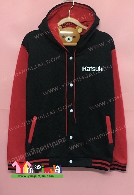 เสื้อฮู้ดเบสบอลดำแดง สกรีน party time studio