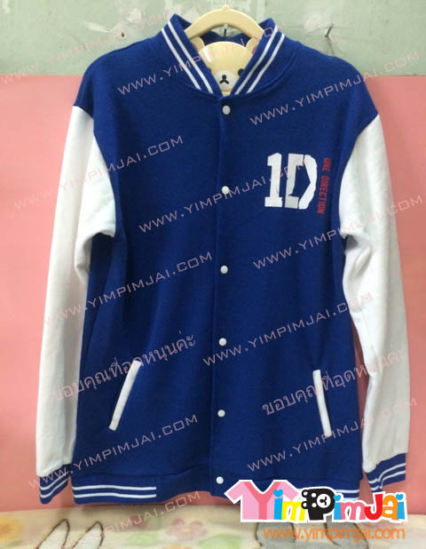 เสื้อกันหนาว เบสบอล สีน้ำเงิน ลายตามสั่ง เช่น วงนักร้องเกาหลี 1D Thai Directionery