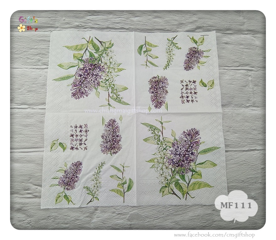 กระดาษแนปกิ้น ลายดอกไลแลค ลายLilac white, ลายดอกไม้สีม่วงขาว, พื้นหลังสีขาว, ลายช่อดอกไม้สีม่วงขาว, ลายดอกไม้โทนสีม่วง, ลายดอกไม้