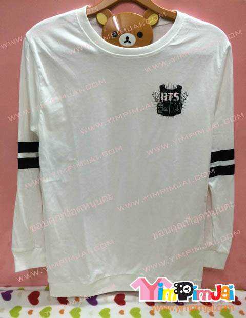 เสื้อยืด สีขาว แขนยาว สกรีนตามสั่ง BTS