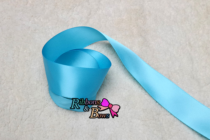 317#Misty Turquoise ริบบิ้นผ้าซาติน 2 ด้าน สีฟ้าอมเขียว #WA036