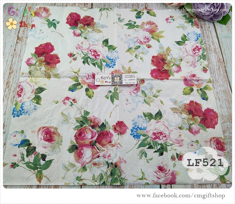 กระดาษแนปกิ้น, ลายดอกกุหลาบ, ลายดอกกุหลาบสีแดง, ลายดอกกุหลาบสีชมพู, ดอกกุหลาบสีขาว, ลายดอกไม้เล็ก ๆ, ลายเต็มผืน, Scarlett white พื้นหลังสีขาว