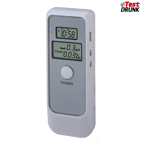 เครื่องวัดแอลกอฮอล์แบบพกพา Digital Alcohol Tester With LCD Clock