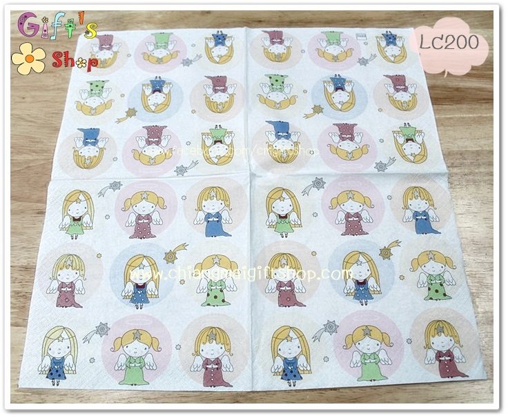กระดาษแนปกิ้นยุโรป, ลายเทวดานางฟ้าตัวน้อย, ลายนางฟ้า, ลายผู้หญิง, ลายทูตสวรรค์, ลายคริสต์มาส, ลายเทศกาล, พื้นหลังสีขาว