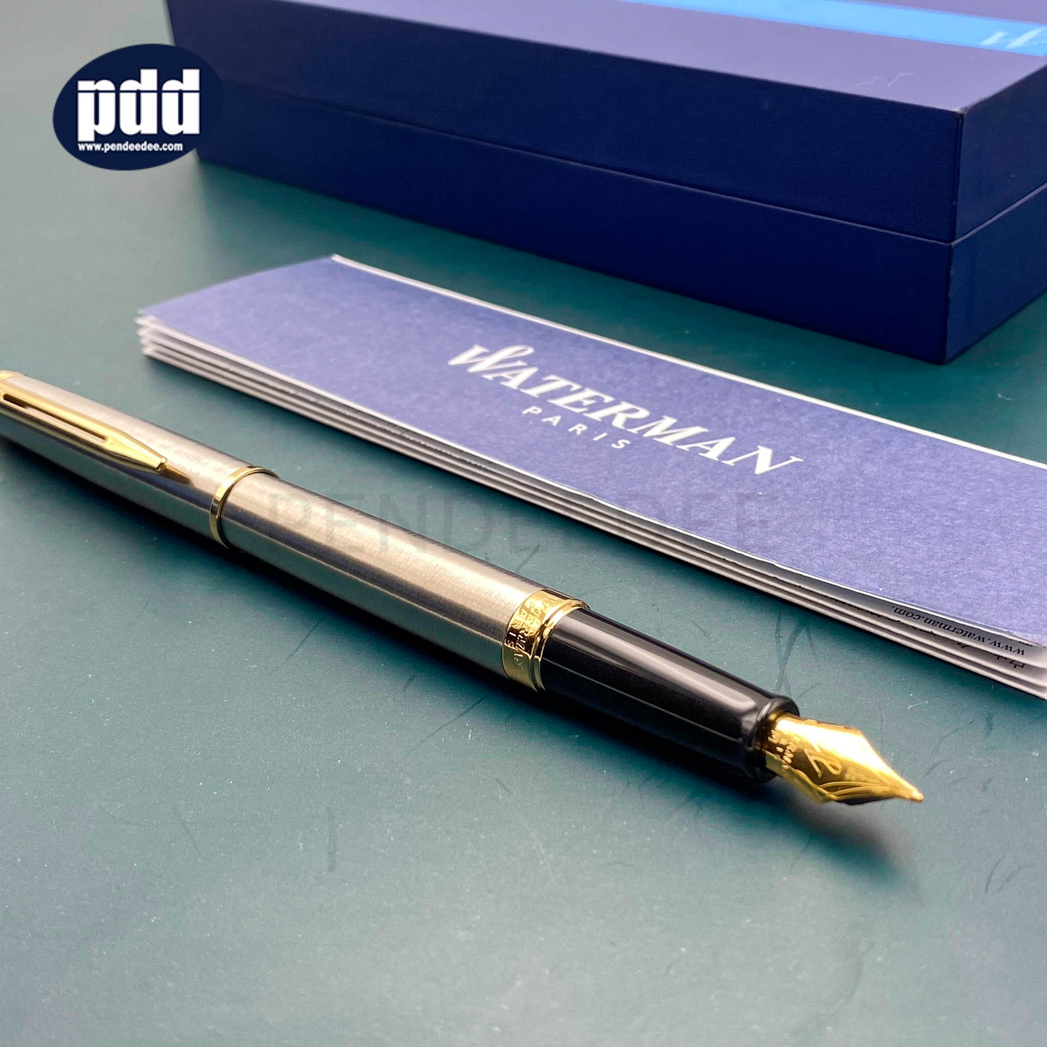 WATERMAN ปากกาหมึกซึม วอเตอร์แมน เฮมีสเฟีย WATERMAN Hemisphere Stainless steel Gold Trim Fountain Pen
