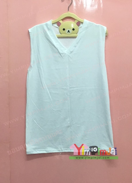เสื้อกล้าม เสื้อยืด สีขาว แขนกุด สกรีนตามสั่ง เสื้อเปล่า