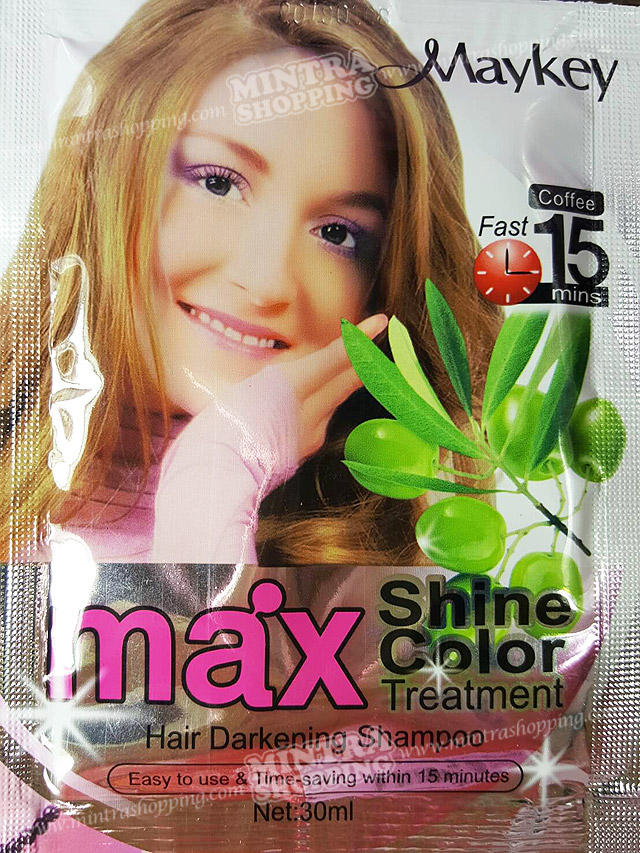 แชมพูเปลี่ยนสีผม Maykey Coffee แชมพูย้อมผมเมคีย์ สูตรมะกอก - สีกาแฟ Max Shine Color Hair Darkening Shampoo
