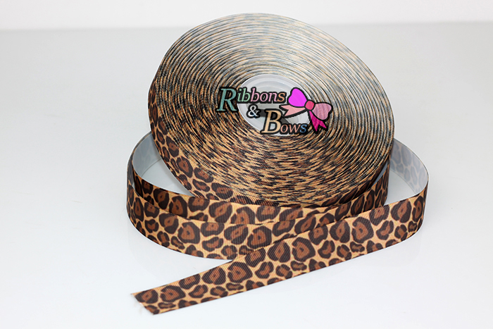 ริบบิ้นผ้าพิมพ์ลาย เสือ กว้าง 22 mm #AN24